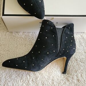 Studded Black Suede Ankle Boots